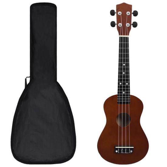 Vidaxl Sopránové ukulele s obalom pre deti, tmavé drevo 23"