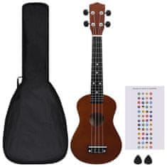 Vidaxl Sopránové ukulele s obalom pre deti, tmavé drevo 23"