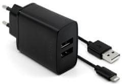 FIXED Set sieťovej nabíjačky s 2× USB výstupom a USB/Lightning kábla, 1 m, MFI certifikácia, 15 W Smart Rapid Charge FIXC15-2UL-BK, čierna