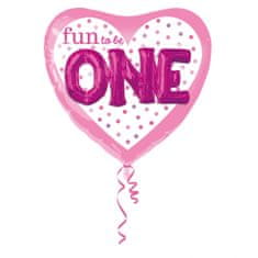 Amscan Fóliový balón srdce ONE ružový 91cm