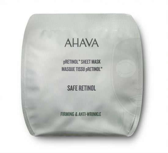 AHAVA Safe pRetinol Protivrásková, hydratačná a spevňujúca pleťová maska Sheet Mask s obsahom patentovaného prírodného Retinolu a Minerálov z Mŕtveho mora 17gr