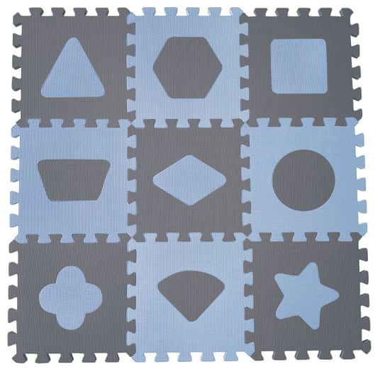 BabyDan Hracia podložka puzzle Geometrické tvary, blue 90x90 cm