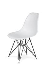 KINGHOME DSR BLACK stolička biela.01 - kovový podstavec čierny