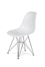 KINGHOME DSR SILVER stolička biela.01 - chrómovaný kovový podstavec