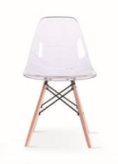 KINGHOME Priehľadná stolička ICE WOOD - polykarbonát, bukový podstavec