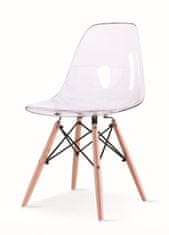 KINGHOME Priehľadná stolička ICE WOOD - polykarbonát, bukový podstavec