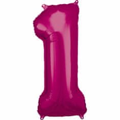 Amscan Fóliový balón číslo 1 ružový 86cm