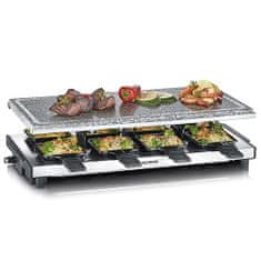 SEVERIN Raclette gril , RG 2374, celokameň, nerez, 8 panvičiek, 1 500 W