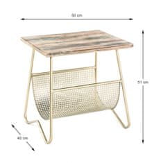 Mørtens Furniture Odkladací stolík Lennie, 51 cm, zlatá