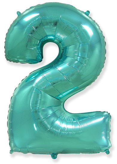 Fóliový balónik číslice 2 - tyrkysová - tiffany - 102 cm