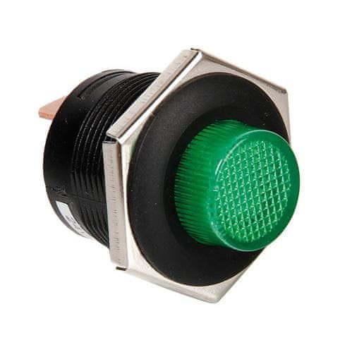 LAMPA Vypínač tlačítkový s LED indikátorom, zelený, 12/24 V