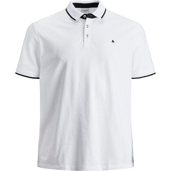 Jack&Jones Plus Pánske polo triko Slim Fit JJEPAULOS 12143859 White