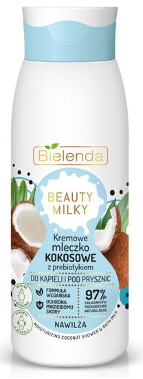 Bielenda BEAUTY MILKY Kokosové mlieko + Probiotiká hydratačné sprchové mlieko 400ml