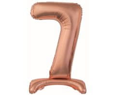 Fóliový balón číslica 7, stojace - Rosegold - ružovo zlatá, 74cm