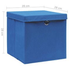 Greatstore Úložné boxy s vekom 4 ks, 28x28x28 cm, modré
