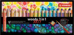 Stabilo Farebné ceruzky "Woody ARTY 3 in 1", 18 rôznych farieb, guľatá, silná