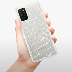 iSaprio Silikónové puzdro - Handwriting 01 - white pre Samsung Galaxy A02s