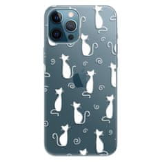 iSaprio Silikónové puzdro - Cat pattern 05 - white pre Apple iPhone 12 Pro