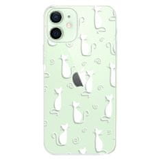 iSaprio Silikónové puzdro - Cat pattern 05 - white pre Apple iPhone 12