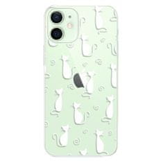 iSaprio Silikónové puzdro - Cat pattern 05 - white pre Apple iPhone 12 Mini