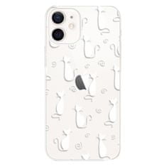 iSaprio Silikónové puzdro - Cat pattern 05 - white pre Apple iPhone 12