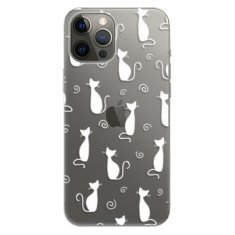 iSaprio Silikónové puzdro - Cat pattern 05 - white pre Apple iPhone 12 Pro Max