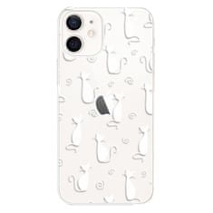 iSaprio Silikónové puzdro - Cat pattern 05 - white pre Apple iPhone 12 Mini