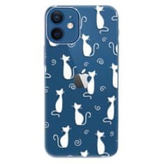 iSaprio Silikónové puzdro - Cat pattern 05 - white pre Apple iPhone 12