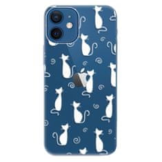 iSaprio Silikónové puzdro - Cat pattern 05 - white pre Apple iPhone 12 Mini