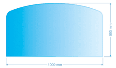 Lienbacher 21.02.872.2, Sklo pod kachle, SKOSENÝ OBLÚK, 100x55 cm, fazeta, hr. 6 mm, kalené sklo