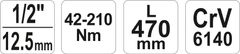 YATO Kľúč momentový 1/2" 42-210 Nm CrV