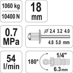 YATO Nitovačka pneumatická (2,4-5,00mm)