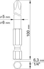 YATO Súprava bitov 1/4" 2 ks krížové L=100 mm PH1, PH2