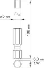 YATO Súprava bitov 1/4" 2 ks IMBUS L=100 mm 3, 5 mm