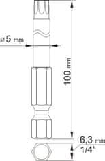 YATO Súprava bitov 1/4" 2 ks TORX L=100 mm T10, T25