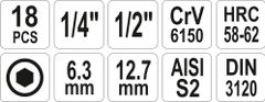 YATO Bity sada 18 ks imbus 3-12 mm