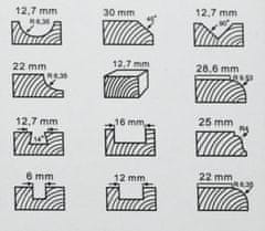 Hoteche Sada tvarových fréz do dreva, 12 ks - HT610101