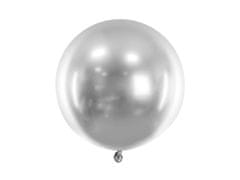PartyDeco Guľatý balón metalický strieborný 60cm