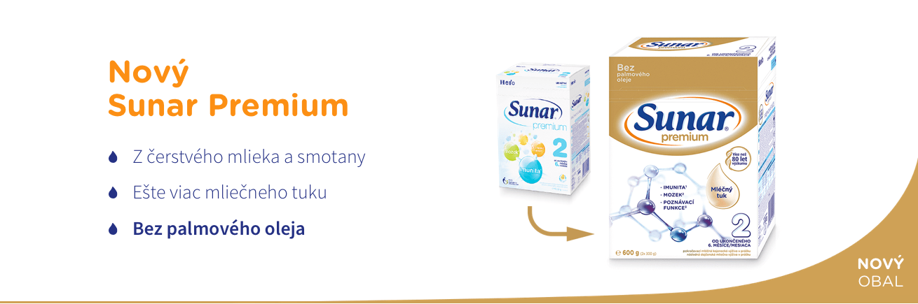 Sunar Premium 2, pokračovacie dojčenské mlieko, 6 × 600g