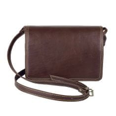 VegaLM Kožená crossbody kabelka v tmavo hnedej farbe, uzatváranie na magnet