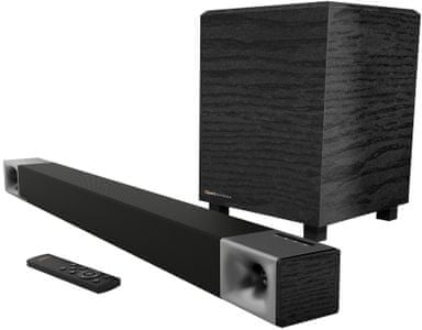 Bluetooth bezdrôtový moderný soundbar klipsch cinema 400 výkon 400 w externý bezdrôtový subwoofer diaľkové ovládanie dolby audio priestorový zvuk jednoduché sprevádzkovanie hdmi digitálny optický vstup aux in