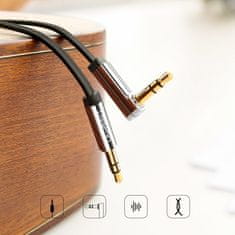 Ugreen Flat audio kábel 3,5mm mini jack 1m, strieborný