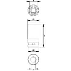 YATO  Nástavec 1" rázový šesťhranný hlboký 30 mm CrMo