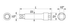 YATO  Nástavec 1/2" rázový predlžovací 250 mm CrMo