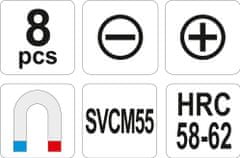 YATO Súprava skrutkovačov 8 ks magnetické