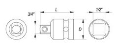 YATO Nadstavec adaptér 1/2" - 3/4" rázový CrMo SCM-440