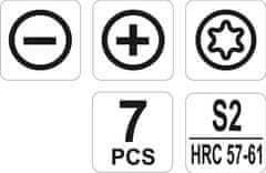 YATO Skrutkovače jemné sada 7ks, 2,3, PH00, PH0, T5, T6, T7