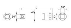YATO  Nástavec 3/4" rázový predlžovací 100 mm CrMo