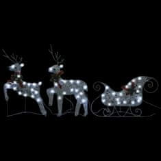 Vidaxl Vianočná vonkajšia dekorácia so sobmi a saňami 60 LED diód strieborné