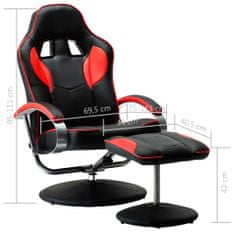 Vidaxl Skladacia herná stolička s podnožkou červená umelá koža